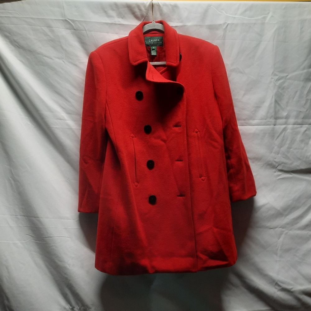 Lauren Ralph Lauren Red Single-Breasted Wool Cashmere Blend Waist Coat 10
